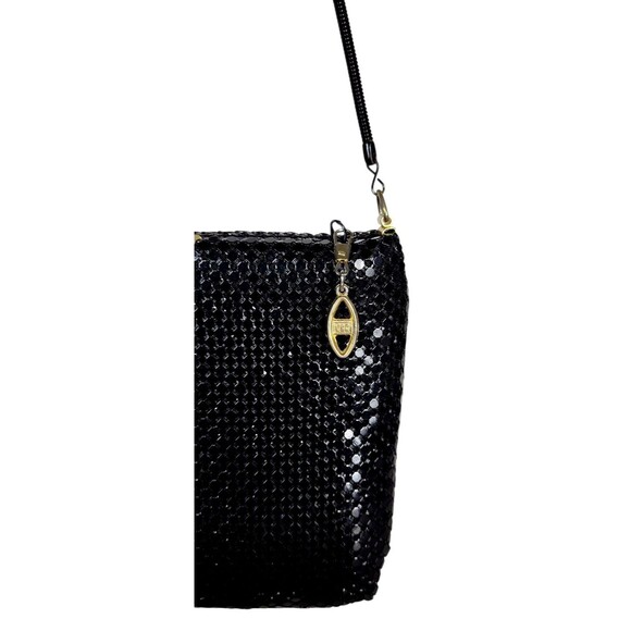 Vintage 70s Whiting & Davis Black Gold Mesh Diamond Art Deco Shoulder Bag - Picture 10 of 15